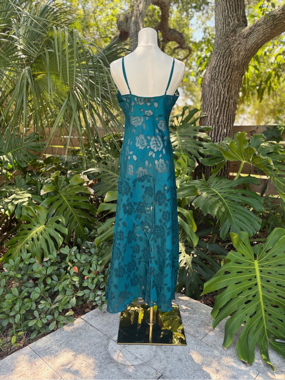 90s Victoria’s Secret Teal Burnout Floral Slip Dress | Vintage Lingerie - Picture 6 of 6